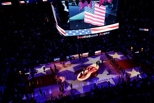 Many Toronto Raptors fans once again booed the US national anthem.