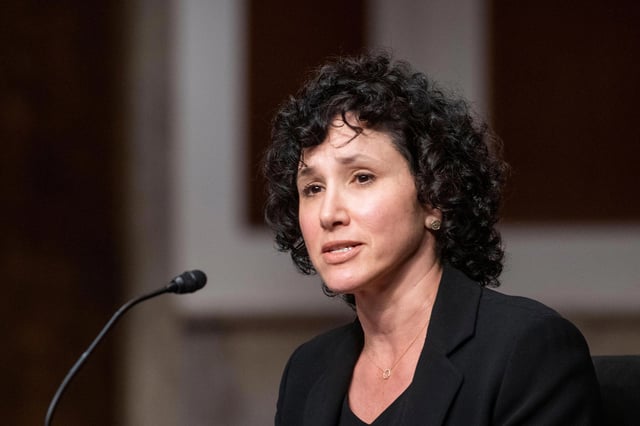 In this 2021 photo, Deborah Boardman appears before a Senate Committee on the Judiciary hearing regarding her nomination to be a United States District Judge for the District of Maryland.