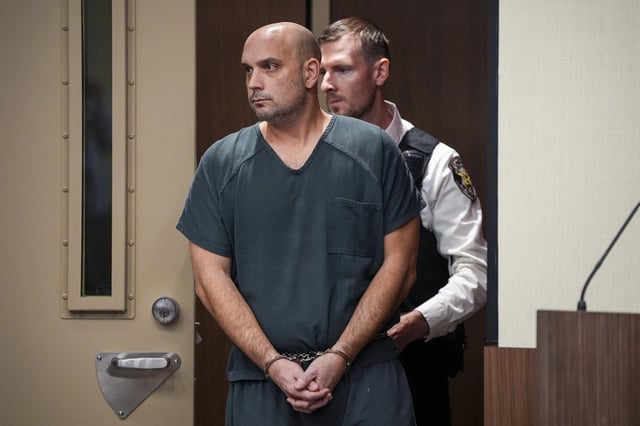 Sean M. Higgins, the driver charged with killing NHL hockey player Johnny Gaudreau and his brother Matthew as they bicycled on a rural road, at the Salem County Courthouse on Nov. 12, 2024, in Salem, N.J.