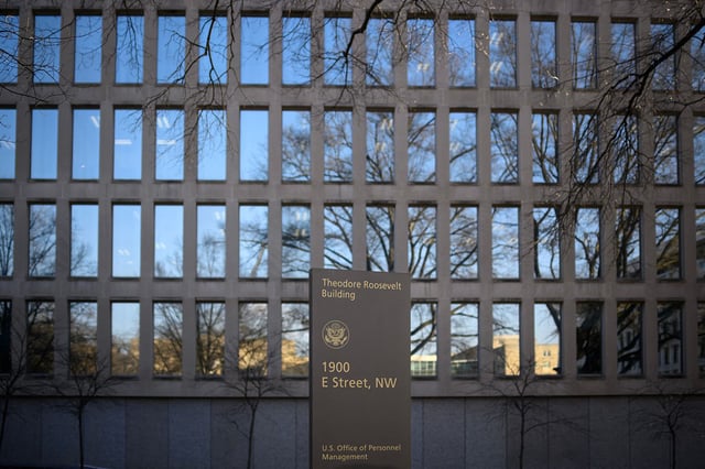A February 4, 2025 photo shows the Office of Personnel Management (OPM) in Washington, DC.