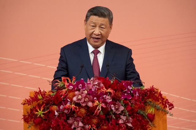 Chinese President Xi Jinping delivers his speech ahead of celebrations for the 25th anniversary of Macao's handover from Portugal to China, in Macau, China, December 19, 2024.  Anthony Kwan/Pool via REUTERS/File Photo