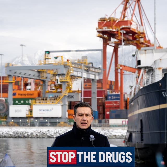 Conservative Leader Pierre Poilievre speaks during a news conference in Vancouver, B.C., Wednesday, Feb. 5, 2025. THE CANADIAN PRESS/Ethan Cairns