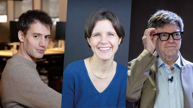 De gauche à droite, Arthur Mensch, cofondateur et PDG de Mistral AI, Joëlle Barral, directrice de la recherche en IA chez Google et Yann Le Cun, vice-président et «Chief AI Scientist» chez Meta.