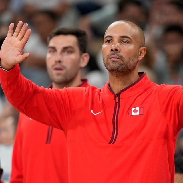 Canada head coach Jordi Fernandez gestures to his team in a men's basketball game against Australia at the 2024 Summer Olympics, Tuesday, July 30, 2024, in Villeneuve-d'Ascq, France. Fernandez is stepping down as head coach of Canada’s senior men’s national basketball team, Canada Basketball announced Thursday.THE CANADIAN PRESS/AP/Michael Conroy
