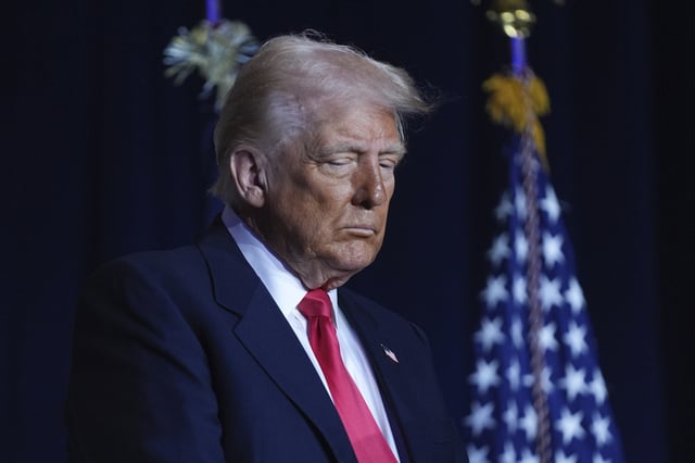 President Donald Trump attends the National Prayer Breakfast at Washington Hilton, Thursday, Feb. 6, 2025, in Washington. (AP Photo/Evan Vucci)