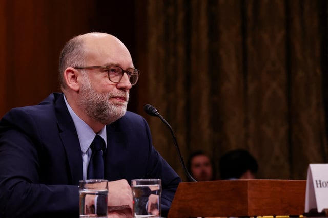 Russell Vought, U.S. President Trump's nominee to be director of the Office of Management and Budget (OMB), testifies before a Senate Budget Committee confirmation hearing on Capitol Hill in Washington, U.S., January 22, 2025. REUTERS/Kaylee Greenlee Beal/File Photo
