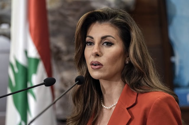 U.S. deputy special envoy for Middle East peace Morgan Ortagus speaks during a press conference after her meeting with Lebanese President Joseph Aoun in Baabda, east of Beirut, Lebanon, Friday, Feb. 7, 2025. (AP Photo/Bilal Hussein)
