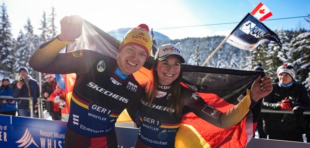 Erfolgsduo: Max Langenhan und Julia Taubitz feiern ihren Sieg