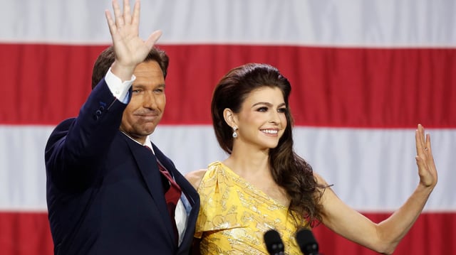 Florida Gov. Ron DeSantis and his wife Casey DeSantis celebrate his victory over Democratic gubernatorial candidate Rep. Charlie Crist during an election night watch party at the Tampa Convention Center on November 8, 2022 in Tampa.