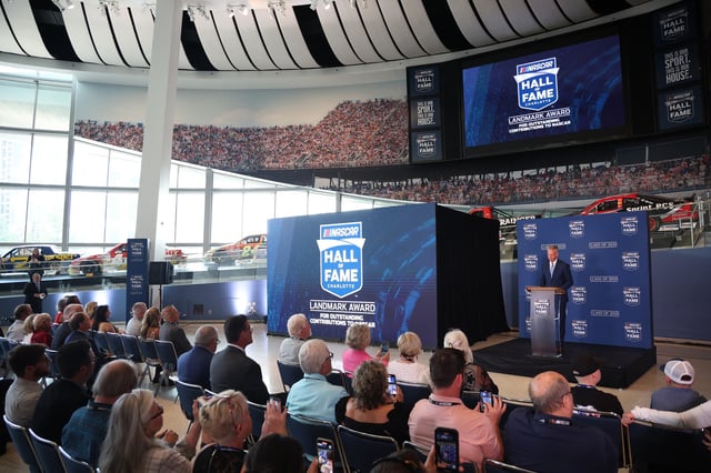 NASCAR president Steve Phelps announces the 2025 NASCAR Hall of Fame class at the NASCAR Hall of Fame on May 21, 2024 in Charlotte, North Carolina. Ricky Rudd, Carl Edwards and Ralph Moody were selected as the class of 2025.