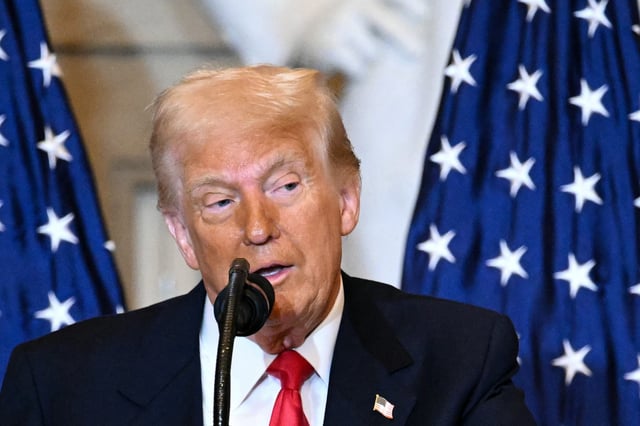 US President Donald Trump speaks during the National Prayer Breakfast at the US Capitol in Washington, DC, on February 6, 2025.