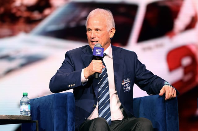 Ricky Rudd is interviewed on stage during a ceremony for the NASCAR Hall of Fame Class of 2025.
