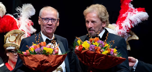 Thomas Gottschalk (rechts) hielt die Laudatio auf Günther Jauch