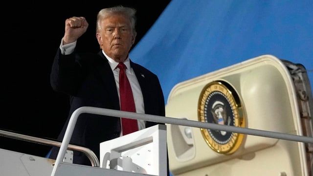 President Donald Trump sent the message after attending the first half of the Super Bowl 2025 in New Orleans. 