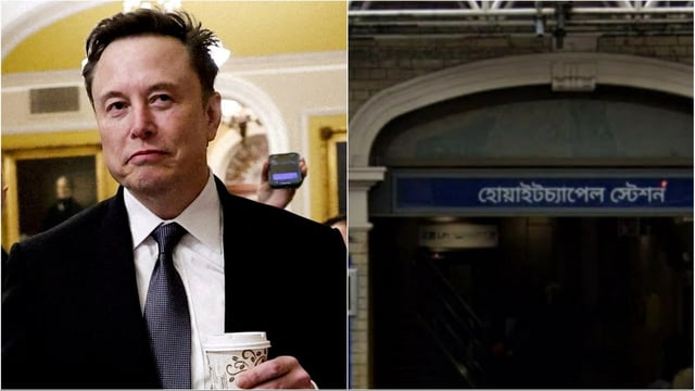 Tech billionaire Elon Musk commented on the bilingual sign at Whitechapel Station in London.