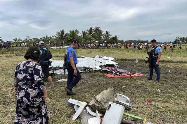 Wreckage of airplane in a rice field in Maguindanao del Sur province, Philippines, after officials say a U.S. military-contracted plane has crashed in a rice field in the southern Philippines, killing all four people on board, on Thursday February 6, 2025.