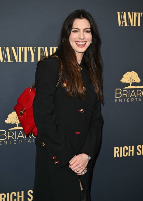 Anne Hathaway attends the premiere of "The Apprentice" on Oct. 8, 2024, in New York.