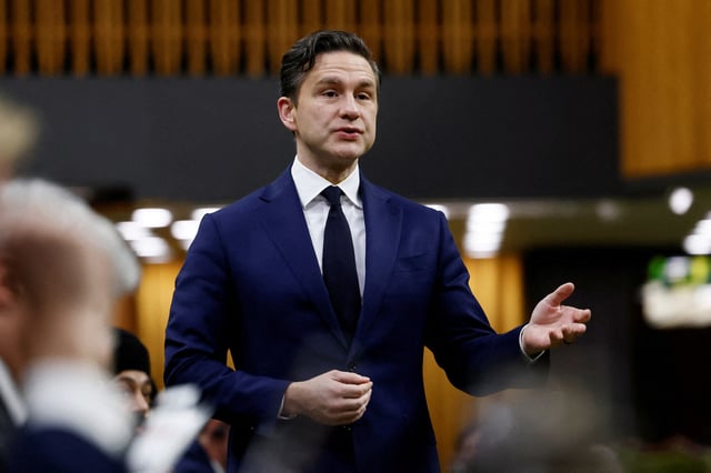 Conservative Party of Canada leader Pierre Poilievre speaks during Question Period in the House of Commons on Parliament Hill in Ottawa, Ontario, Canada December 16, 2024. REUTERS/Blair Gable/File Photo