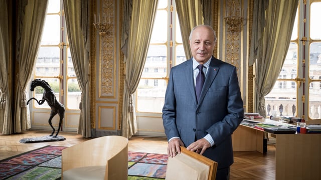 Laurent Fabius, président du Conseil constitutionnel, ici dans son bureau, à l’occasion d’un entretien avec Le Figaro en 2020.