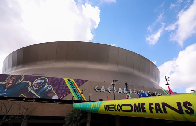 NEW ORLEANS, LOUISIANA - Caesars Superdome is seen before Super Bowl LIX on February 09, 2025