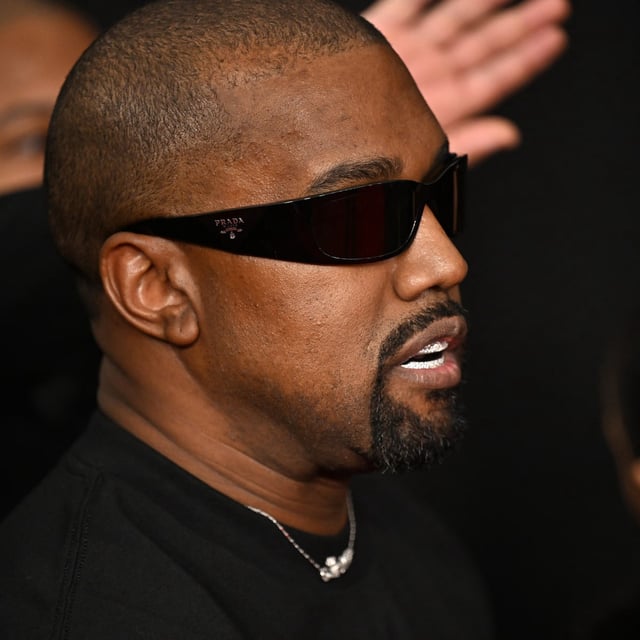US rapper and producer Kanye West arrives for the 67th Annual Grammy Awards at the Crypto.com Arena in Los Angeles on February 2, 2025. (Photo by Robyn Beck / AFP) / RESTRICTED TO EDITORIAL USE (Photo by ROBYN BECK/AFP via Getty Images)