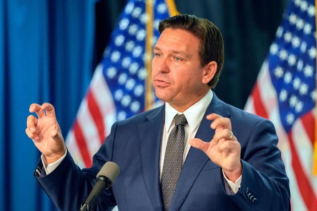 FILE – Florida Gov. Ron DeSantis speaks during a news conference Sept. 16, 2024, in Orlando, Fla. (AP Photo/John Raoux, File)