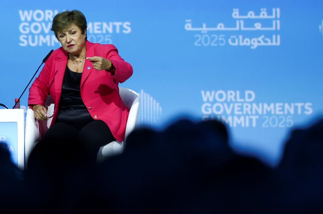 The International Monetary Fund's (IMF) Managing Director Kristalina Georgieva speaks during a session at the World Governments Summit, under the theme 'Shaping Future Governments', in Dubai, United Arab Emirates, February 11, 2025. REUTERS/Amr Alfiky
