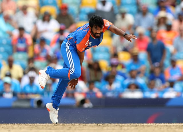 Cricket - ICC T20 World Cup 2024 - Final - India v South Africa - Kensington Oval, Bridgetown, Barbados - June 29, 2024 India's Jasprit Bumrah in action bowling REUTERS/Ash Allen/File Photo