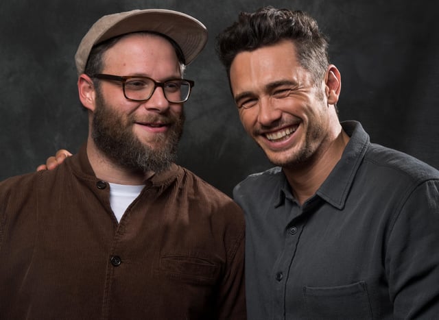 Seth Rogen (left) and James Franco in happier times, pictured in 2017 promoting "The Disaster Artist." Their friendship flamed out after a wave of sexual misconduct allegations aimed at Franco.