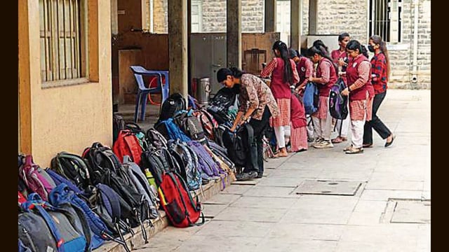 The HSC board examination began across Maharashtra, with around 15 lakh students appearing for their first paper at 3,373 centres across nine divisions of the state. (MAHENDRA KOLHE/ HT PHOTO)