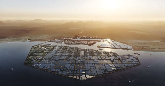 The 1.5-gigawatt AI data center is planned for Neom's Oxagon district, pictured, and will be completed in 2028