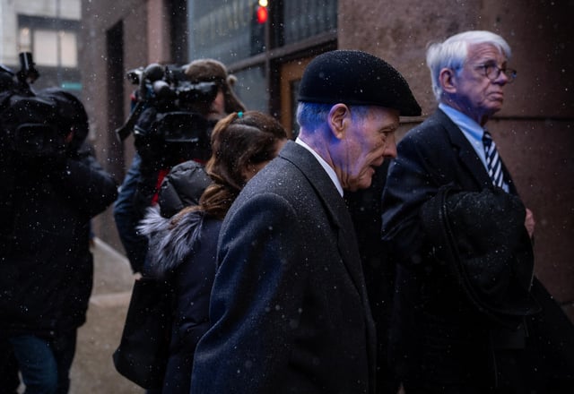 Former Illinois Speaker of the House Michael Madigan leaves the Dirksen U.S. Courthouse  after jurors found him guilty on 10 counts in his  racketeering case, on Feb. 12, 2025. (E. Jason Wambsgans/Chicago Tribune)