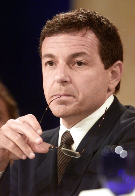 Robert Iger, CEO of The Walt Disney Company, looks on during a press conference in which Disney announced its purchase of Fox Family Worldwide from News Corp. and Haim Saban, July 23, 2001 in Pasadena, California.