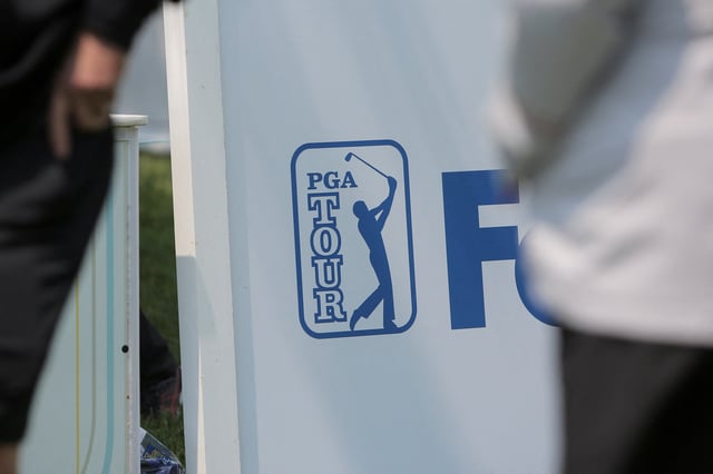A view shows the logo of PGA Tour during the Canadian Open’s Championship Pro-Am after news was released of a new partnership between the PGA Tour and Saudi-backed LIV Golf circuit, at Oakdale Golf and Country Club in Toronto, Ontario, Canada June 7, 2023.  REUTERS/Nick Lachance/File Photo