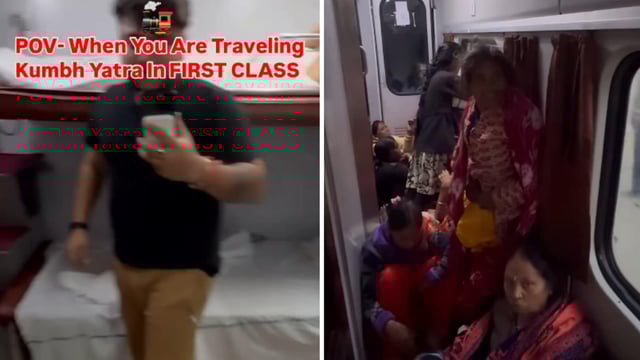 The video showed ticketless passengers crowding first-class coaches.