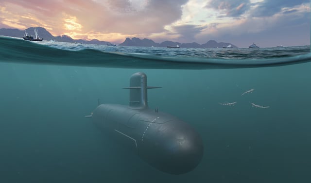 A rendering of a Scorpène-class submarine sailing in Philippine waters. Rendering Courtesy of Naval Group.