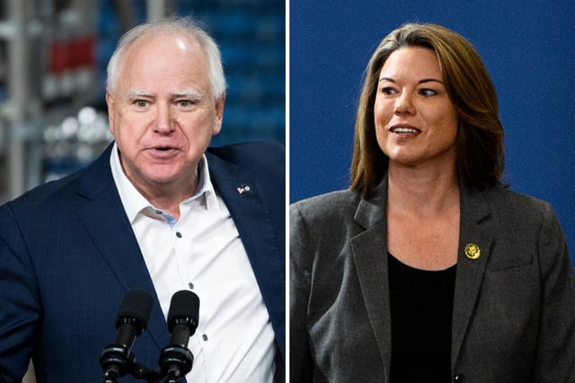 Minnesota Representative Angie Craig visits the Cummins Power Generation facility in Fridley, Minnesota on April 3, 2023. Governor Tim Walz speaks in Superior, Wisconsin on Janyar 25, 2024.
