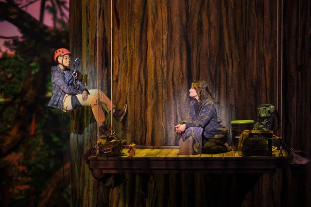 Jesse (Idina Menzel, right) assists Becca (Khaila Wilcoxon) in her research efforts in "Redwood."