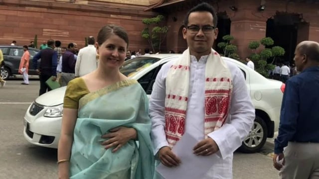  Congress MP Gaurav Gogoi with wife Elizabeth Gogoi