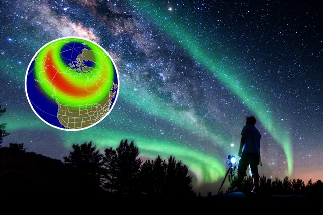Stock image of aurora and tonight&#39;s forecast