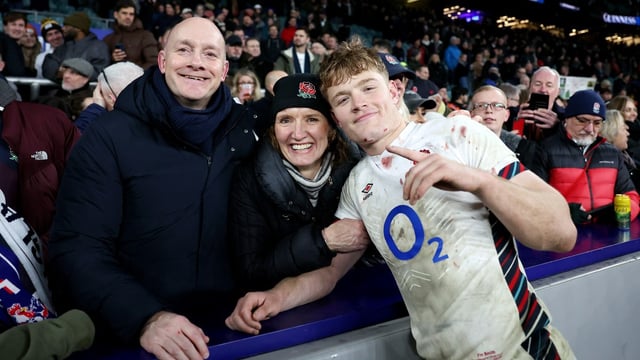 Smith celebrated the win over France with his father Andrew and mother Judith at Twickenham