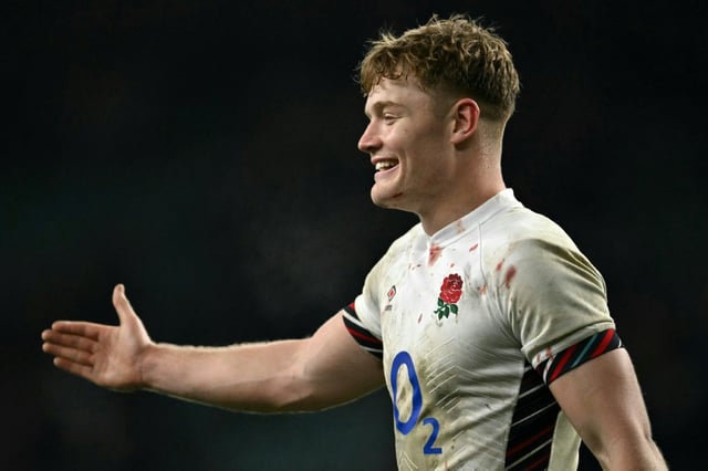England fly-half Fin Smith reacts after a dramatic 26-25 Six Nations win over France at Twickenham