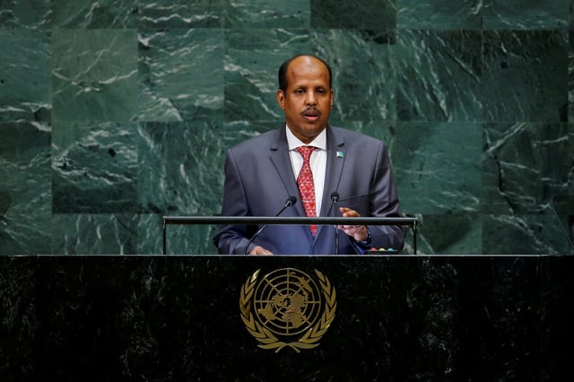 Djibouti's Minister of Foreign Affairs, Mahmoud Ali Youssouf addresses the 73rd session of the United Nations General Assembly at U.N. headquarters in New York, U.S., September 27, 2018. REUTERS/Eduardo Munoz/File Photo