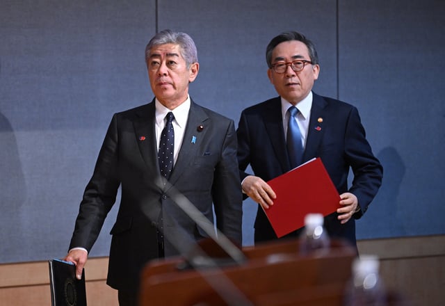 South Korean Foreign Minister Cho Tae-yul and Japanese Foreign Minister Takeshi Iwaya attend a joint press conference following their meeting at the Foreign Ministry in Seoul, South Korea January 13, 2025.     JUNG YEON-JE/Pool via REUTERS/ File Photo
