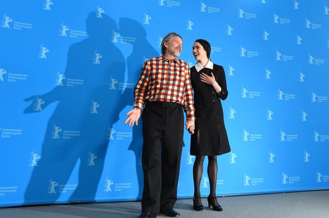 Ethan Hawke and Margaret Qualley pose at the &#34;Blue Moon&#34; photocall during the 75th Berlinale International Film Festival Berlin at Grand Hyatt Hotel on February 18, 2025 in Berlin, Germany.