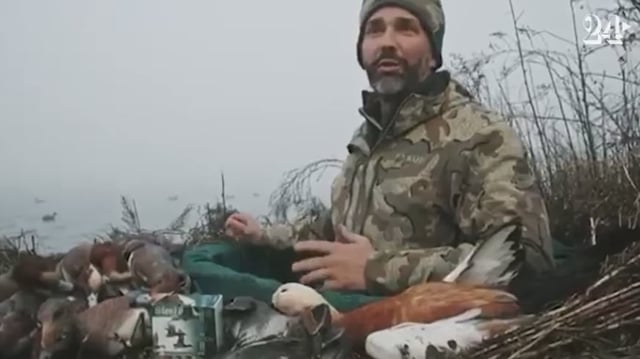 Donald Trump Jr. hunting in the Venice lagoon in December.