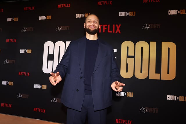 Stephen Curry on red carpet for Netflix red carpet premiere of &#34;Court of Gold.&#34;