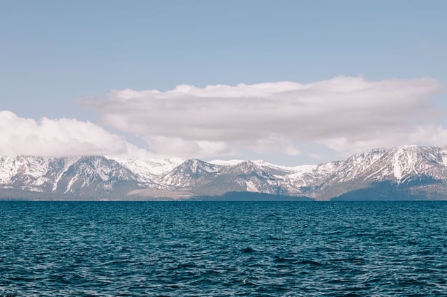 FILE: Snow-covered mountains in Lake Tahoe.