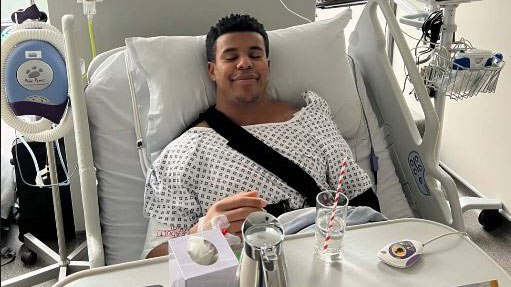 The wing posted images on his social media account after the operation — he is expected to be out for up to 12 weeks