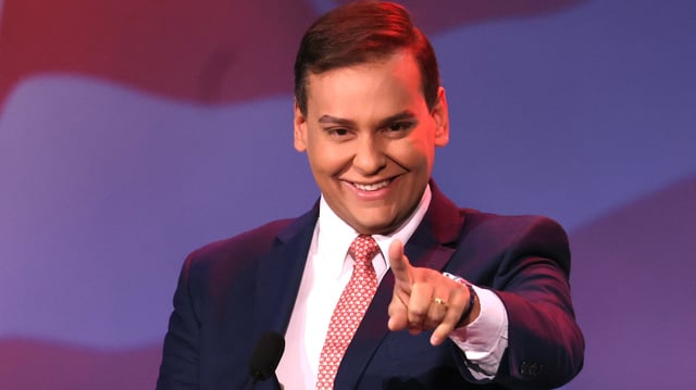 George Santos speaks at the Republican Jewish Coalition annual leadership meeting on November 19, 2022 in Las Vegas, Nevada.